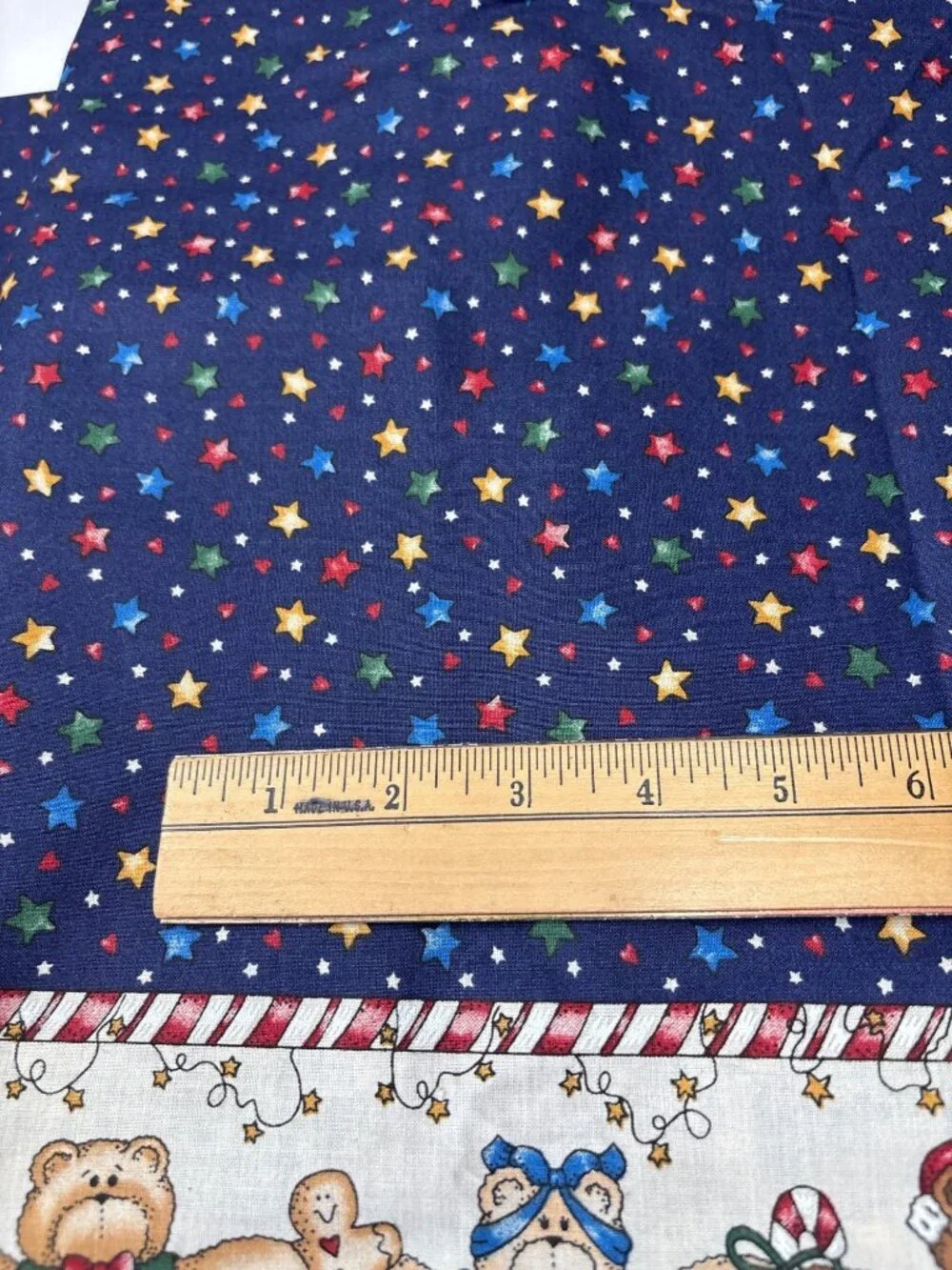 Christmas Teddy Bear Fabric Border Cotton 18